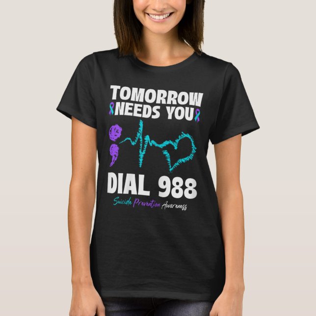Självmordsförebyggande 988 I morgon behöver du Men T Shirt (Framsida)