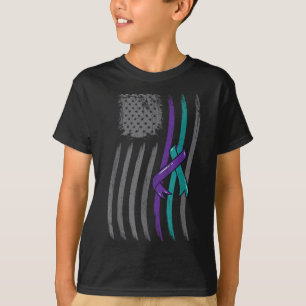Självmordsförebyggande amerikansk flagga lila medv t shirt