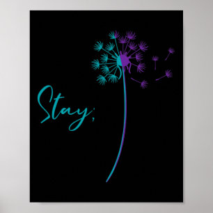 Självmordsförebyggande Dandelion Teal and Lila Sta Poster