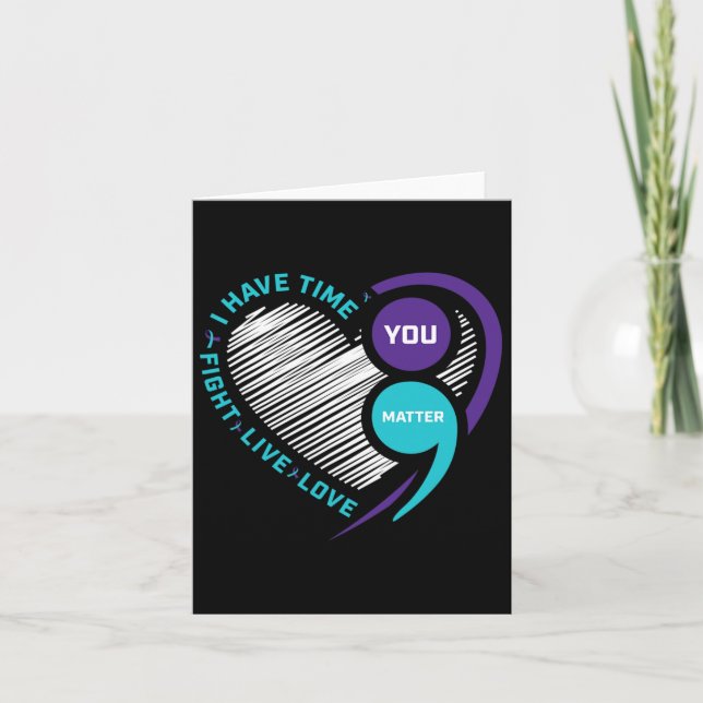 Självmordsförebyggande Heart Semi Colon Du Kort (Framsida)