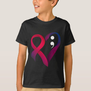 Självmordsförebyggande hjärta semikolon Mental häl T Shirt