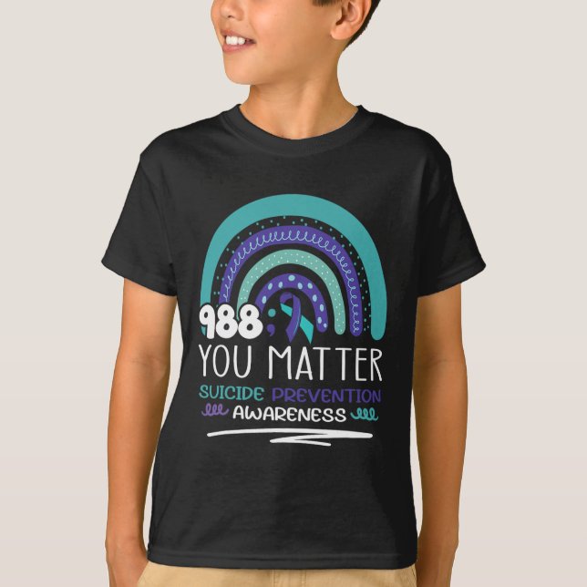 Självmordsförebyggande Lila Teal regnbåge - proble T Shirt (Framsida)