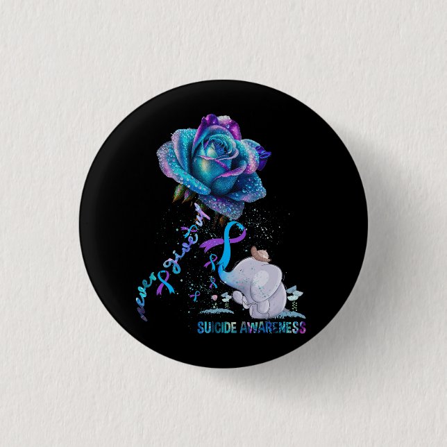 Självmordsförebyggande medvetande Elephant Ribbon  Knapp (Framsida)