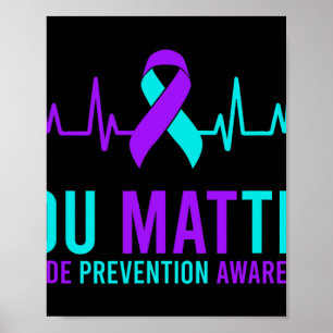 Självmordsförebyggande medvetande - Ribbon Heartsl Poster