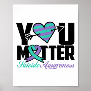 Självmordsförebyggande medvetandegörande Teal Lila Poster