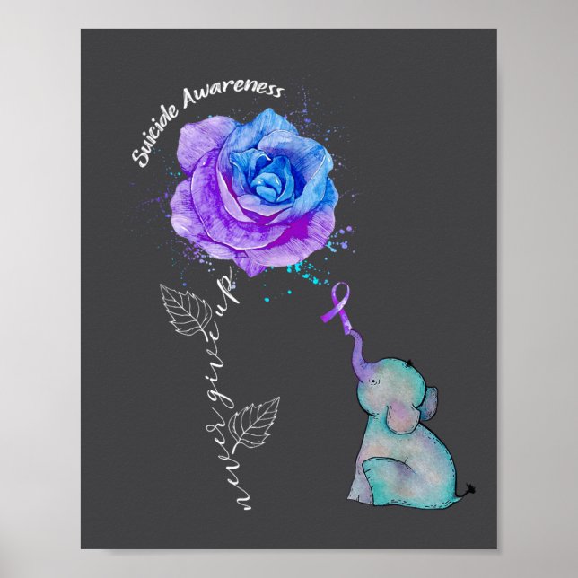 Självmordsförebyggande medvetenhet Blomster Elefan Poster (Framsidan)