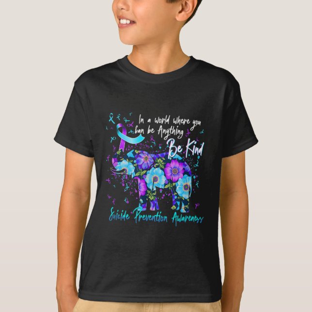 Självmordsförebyggande medvetenhet Solros Elefant  T Shirt (Framsida)
