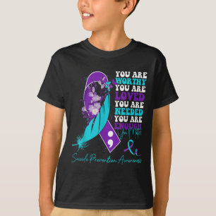 Självmordsförebyggande Medvetenhet Teal Lila Band T Shirt
