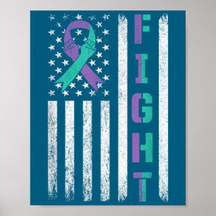 Självmordsförebyggande medvetenhet Teal Lila Usa F Poster
