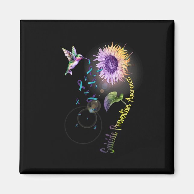 Självmordsförebyggande solros Hummingbird Magnet (Framsidan)