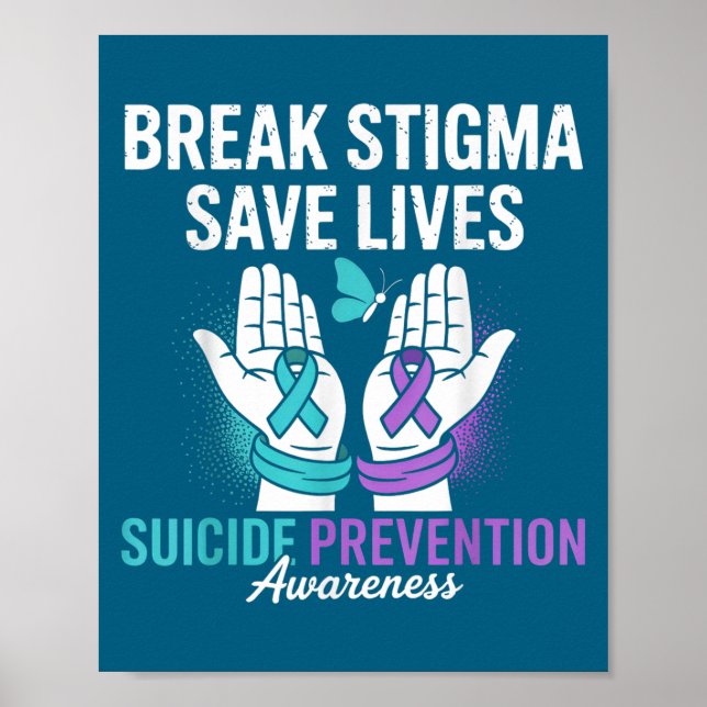 Självmordsförebyggande stöd bryt stigma självmords poster (Framsidan)