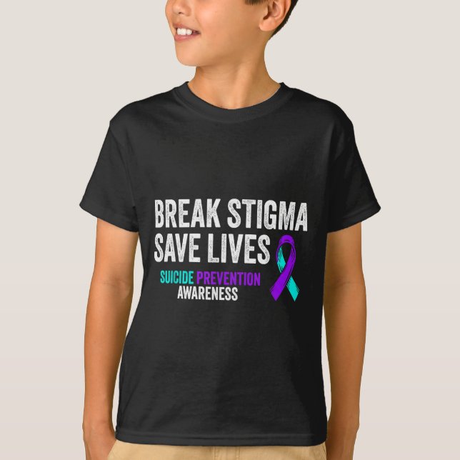 Självmordsförebyggande stöd bryt stigma självmords t shirt (Framsida)