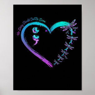 Självmordsförebyggande vecka Dragonfly Hjärtband S Poster