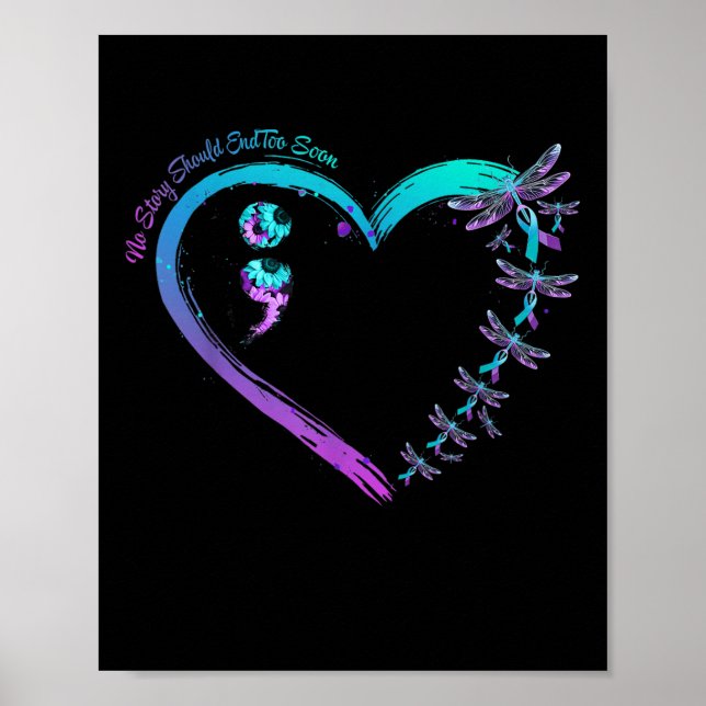 Självmordsförebyggande vecka Dragonfly Hjärtband S Poster (Framsidan)
