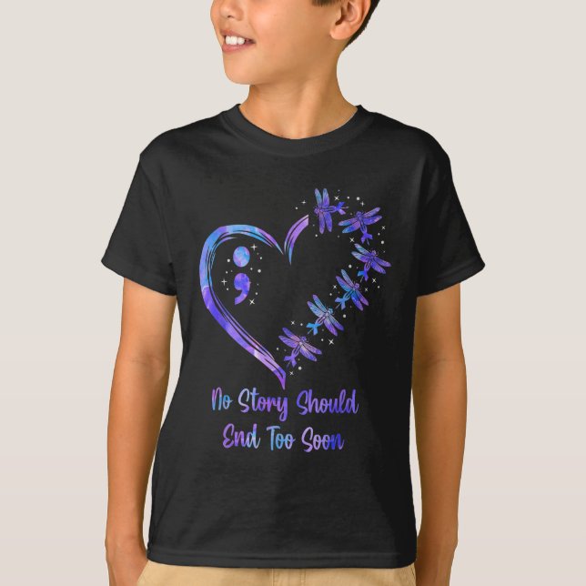 Självmordsförebyggande vecka Semikolon Drak T Shirt (Framsida)
