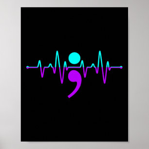 Självmordsmedvetande Heartslag Lycklig Ribbon Supp Poster