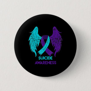 Självmordsmedvetande om Vingar och ribbon Teal och Knapp
