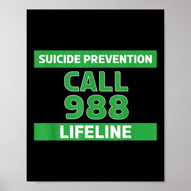 Självmordsmedvetande - Prevention Lifeline 988 Shi Poster (Framsidan)