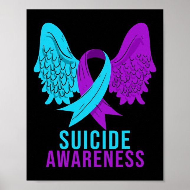 Självmordsmedvetande Ribbon Pental Health Depressi Poster (Framsidan)