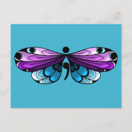 Självmordsmedvetandegörande Butterfly Semi-colon-v Vykort