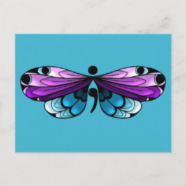 Självmordsmedvetandegörande Butterfly Semi-colon-v Vykort