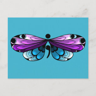 Självmordsmedvetandegörande Butterfly Semi-colon-v Vykort