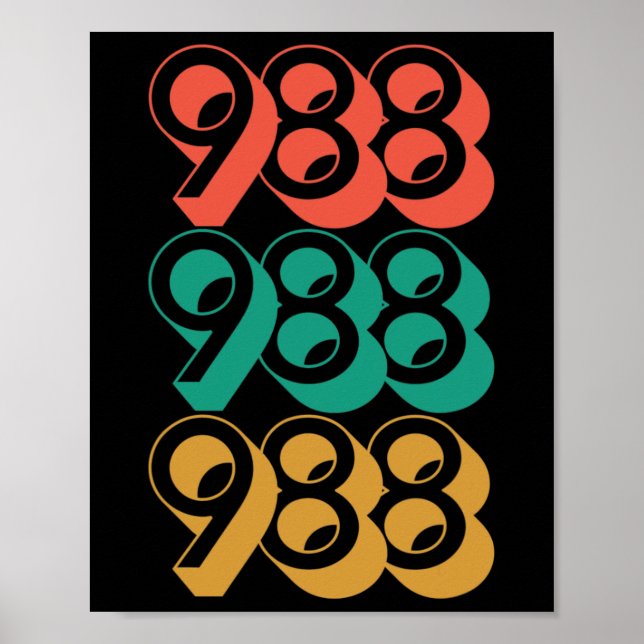 Självmordsmedvetenhet - 988 - Självmordsförebyggan Poster (Framsidan)