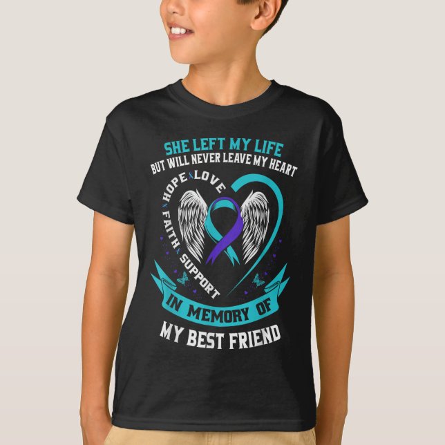 Självmordsmedvetenhet T-shirt för bästa vän föreby (Framsida)