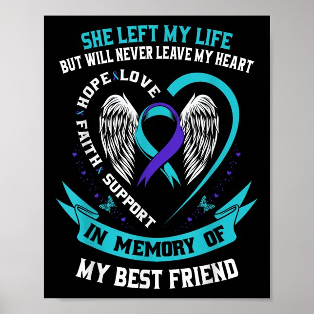 Självmordsmedvetenhet T-shirt för bästa vän föreby Poster (Framsidan)