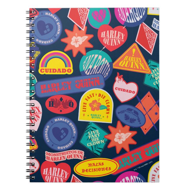 Självmordstorget | Harley Quinn Badge Mönster Anteckningsbok (Framsidan)