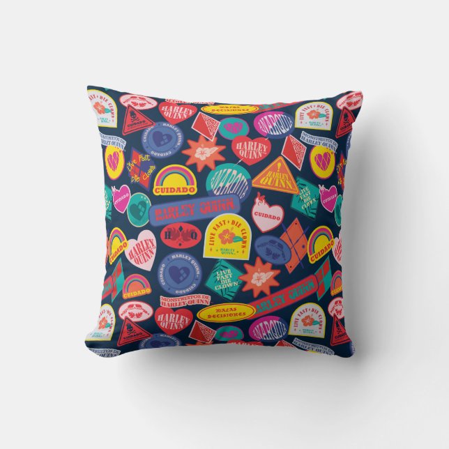 Självmordstorget | Harley Quinn Badge Mönster Kudde (Framsida)