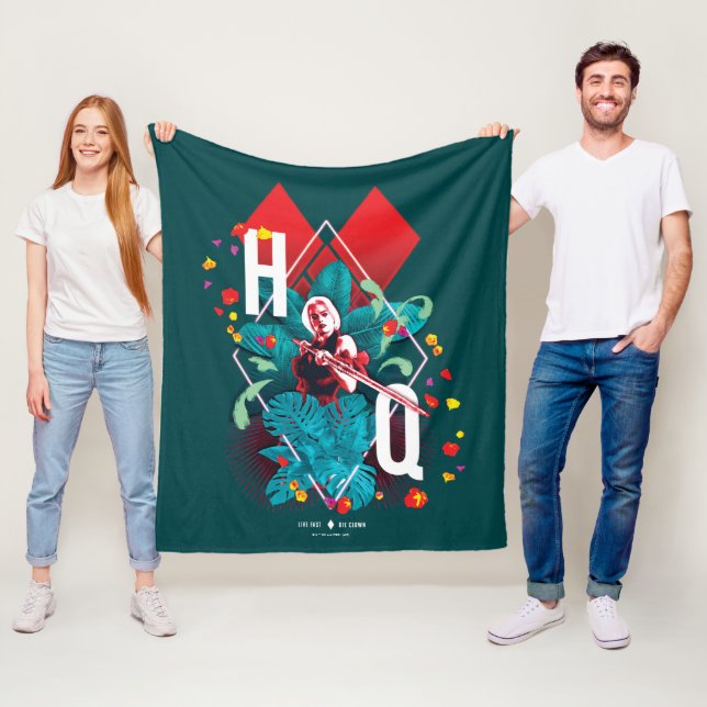 Självmordstorget | Harley Quinn Blommigt Diamond Fleecefilt (På plats)