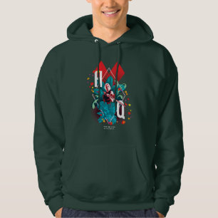 Självmordstorget   Harley Quinn Blommigt Diamond Hoodie