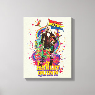 Självmordstorget Harley Quinn Flowers & Rainbow Canvastryck