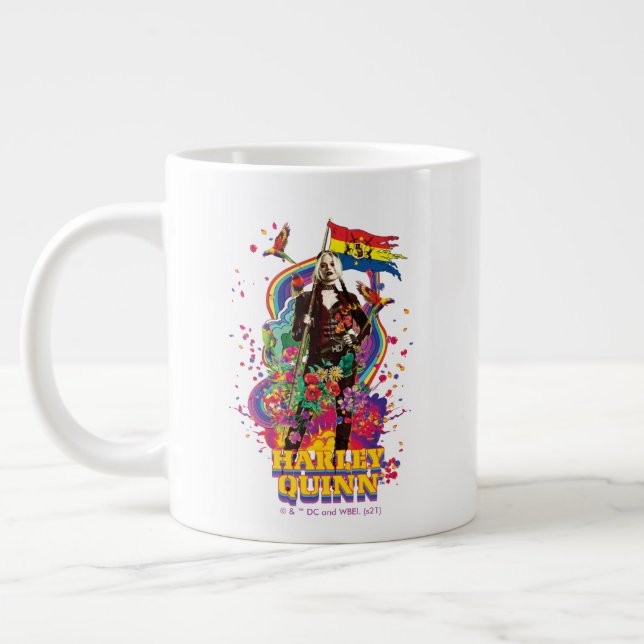 Självmordstorget | Harley Quinn Flowers & Rainbow Jumbo Mugg (Vänster)