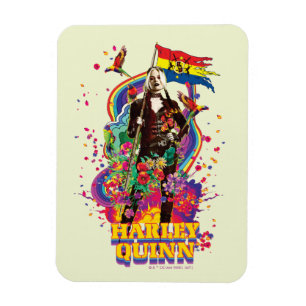Självmordstorget Harley Quinn Flowers & Rainbow Magnet