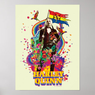Självmordstorget | Harley Quinn Flowers & Rainbow Poster