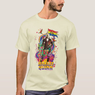 Självmordstorget | Harley Quinn Flowers & Rainbow T Shirt