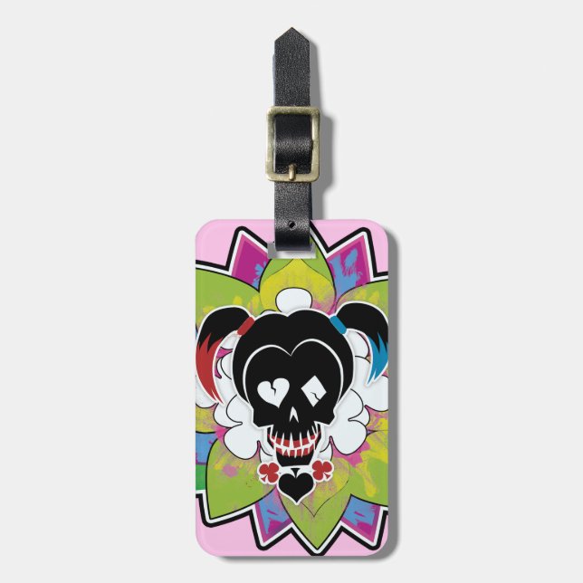 Självmordstorget| Harley Quinn Skull Tatto Art Bagagebricka (Vertikal Framsida)