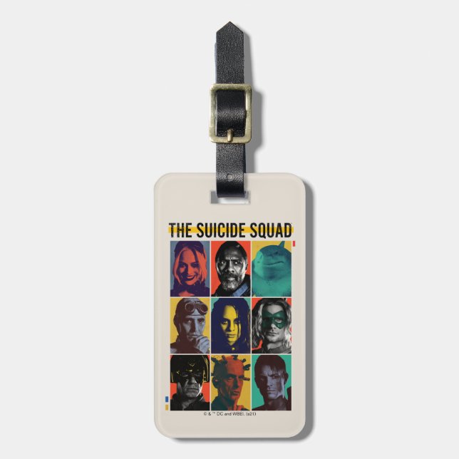 Självmordstorget | Retro-rutnät med Harley Quinn Bagagebricka (Vertikal Framsida)