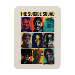 Självmordstorget Retro-rutnät med Harley Quinn Magnet