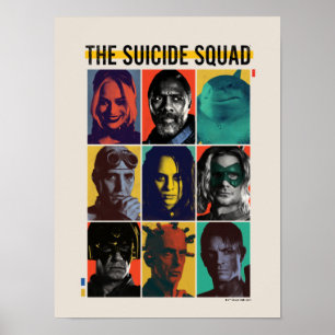 Självmordstorget Retro-rutnät med Harley Quinn Poster