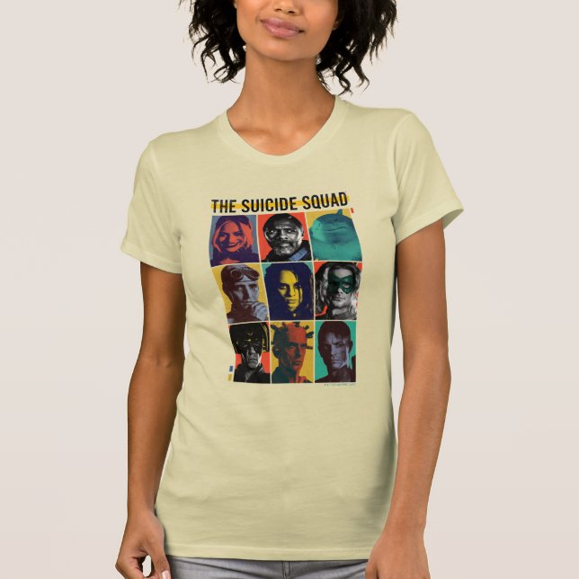 Självmordstorget | Retro-rutnät med Harley Quinn T Shirt (Framsida)