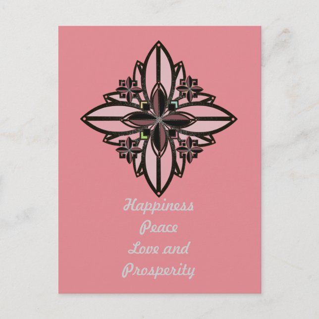 Självplockad Färg/ Järn Keltiskt Lyckoblomster II Vykort (Framsida)