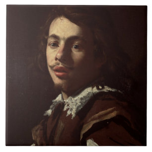 Självporträtt 1620 (olja på kanfas) kakelplatta