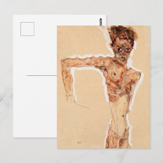 Självporträtt (1911) | Egon Schiele | Vykort (Fram/baksida)
