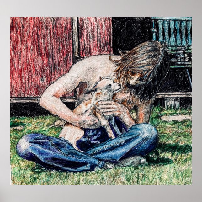 "Självporträtt 1974" bild i hund och I Poster (Framsidan)