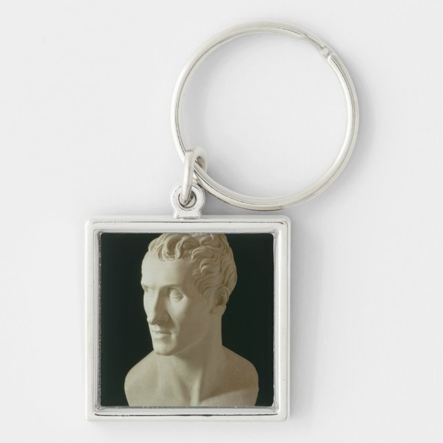 Självporträtt 6 fyrkantig silverfärgad nyckelring (Framsidan)