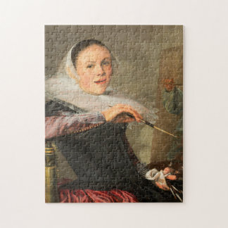 Självporträtt av den kvinnliga konstnären Judith L Pussel