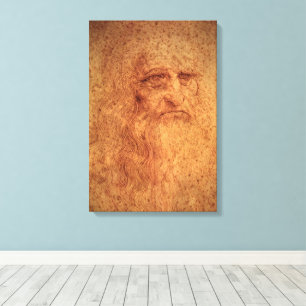 Självporträtt av Leonardo da Vinci, renässanskonst Canvastryck